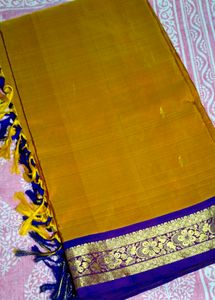 Orange Violet Banarasi Pure Silk Saree
