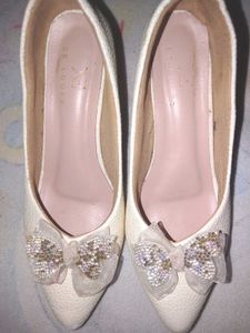 White Heels with Butterfly Detail