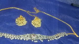 Cz Stone Hip Belt And Guttapusla Peacock Earrings