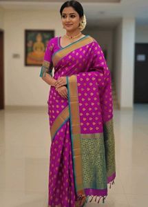 Elegant Purple & Blue Saree