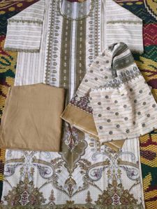 Olive Green Printed Salwar Kameez
