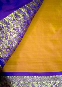Orange Violet Banarasi Pure Silk Saree