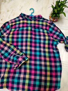 VIBRANT OVERSIZED CHECKED T SHIRT