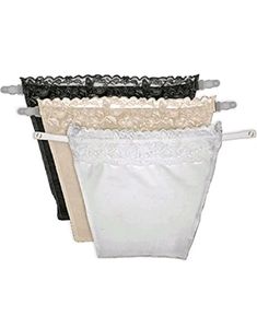 SHOPPY VILLA Women's Cotton Clip-on Mock Lace Camisole Cami Secret (Black, White, Beige, Free Size)- Set of 3