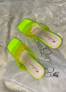 Neon Yellow Clear Mules
