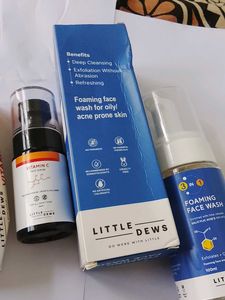 Little Dews Vitamin C Face Serum and foaming facew