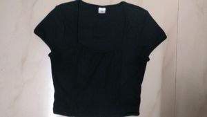 Square Neck Black Crop Top