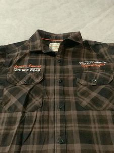 Brown Plaid Flannel Shirt