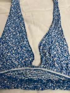 Blue Crochet Halter Top