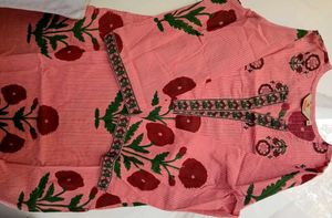 Pretty Peach Printed Kurta Set