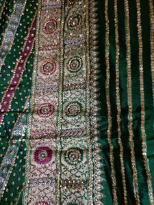 Elegant Orange And Green Saree