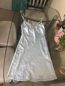 Blue satin dress