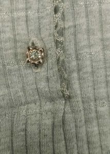 Gray Ribbed Long Sleeve Top