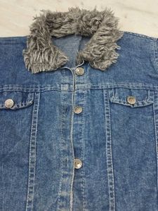 Denim Jacket with Fur Trim