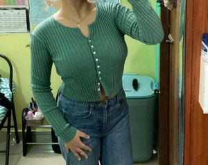 Winter Green Ribbid Knit Top