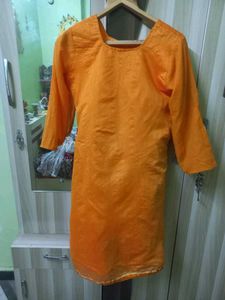 Orange Embroidered Kurta Set