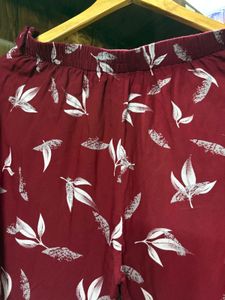 Red Leaf Print Co-ord Set - Tunic &amp; Pants