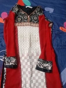 Red Embroidered Kurti Top