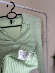 H&amp;M Mint Green Ribbed Crop Top