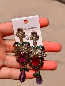 Motif Necklace & Earrings SetEthnic Peacock Jewell