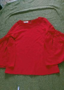 Red Bell Sleeve Top