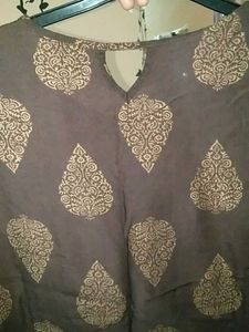 Elegant Brown &amp; Gold Printed Kurti