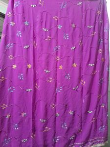 Magenta Embellished Saree
