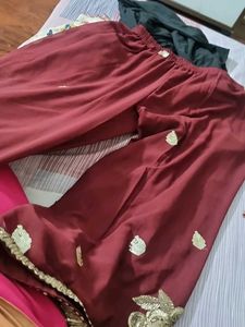 Maroon Embroidered Saree