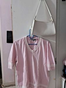 Pink Top And Trendy Purse