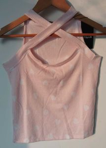 Cute Pink Halter Top with criss cross pattern 🩷