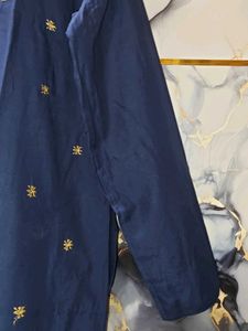 paisley Embroidered Blue Kurta XXL