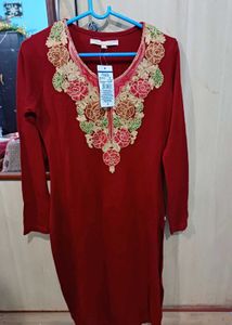 New Woollen Kurta With Embroidery Work