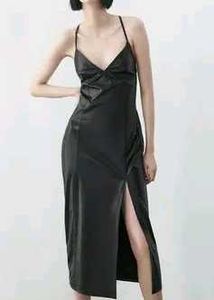 ZARA Faux Leather Midi Dress