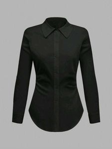 Black Fitted Button-Down Shirt