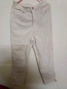 Beige Color Straight Jeans