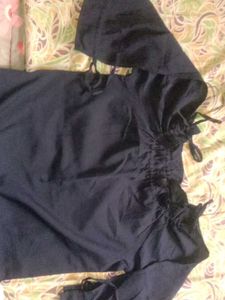 Stylish Blue Cold Shoulder Top