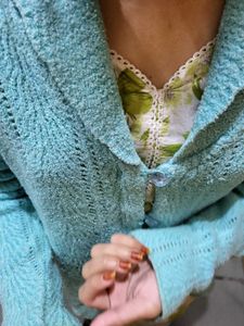 Blue Knitted Cardigan winter wear women