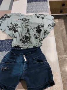Combo Of Shorts+Kaftan Top+Cap