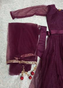Elegant Burgundy Tulle Gown