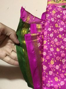 Flower Design With Pink Sari  🥻