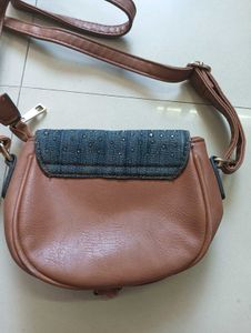 Blue and Brown sling bag