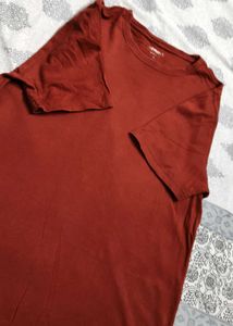 Women Red Cotton Regular Fit Casual Tshirt