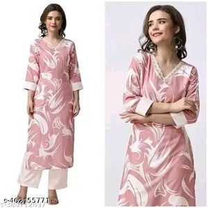 Elegant Pink Printed Kurta Set