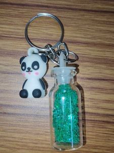 Panda & Glitter Bottle Keychain