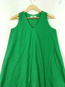 Oziss Green Plain Western Dress (Women)