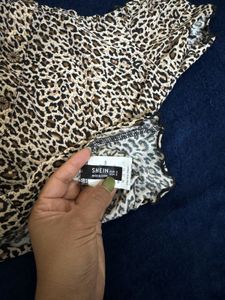 SHEIN Leopard Print Off-Shoulder Top