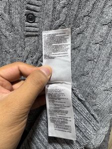 GAP Grey Cable Knit Mock Neck Sweater