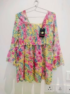 Floral Print Top With Tag