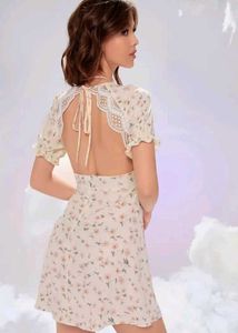 coquette core white floral A-line mini dress