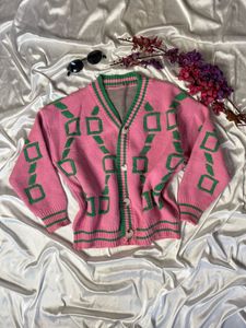 Pink Patterned Cardigan